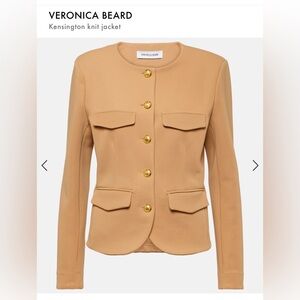 Veronica Beard Knit Ottoman Kensington Jacket Latte Gold Buttons Sz L NWT $448!